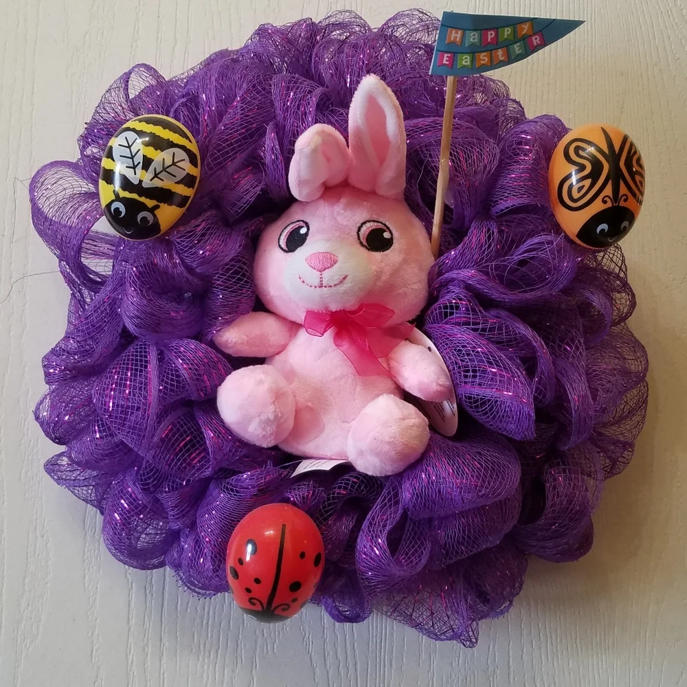 Handmade Easter Wall Decor or door wreath Made on a 8 inch wire wreath frame
